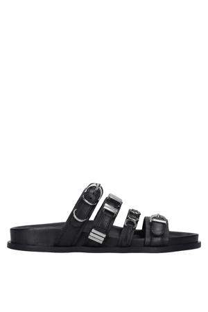 leren slippers zwart