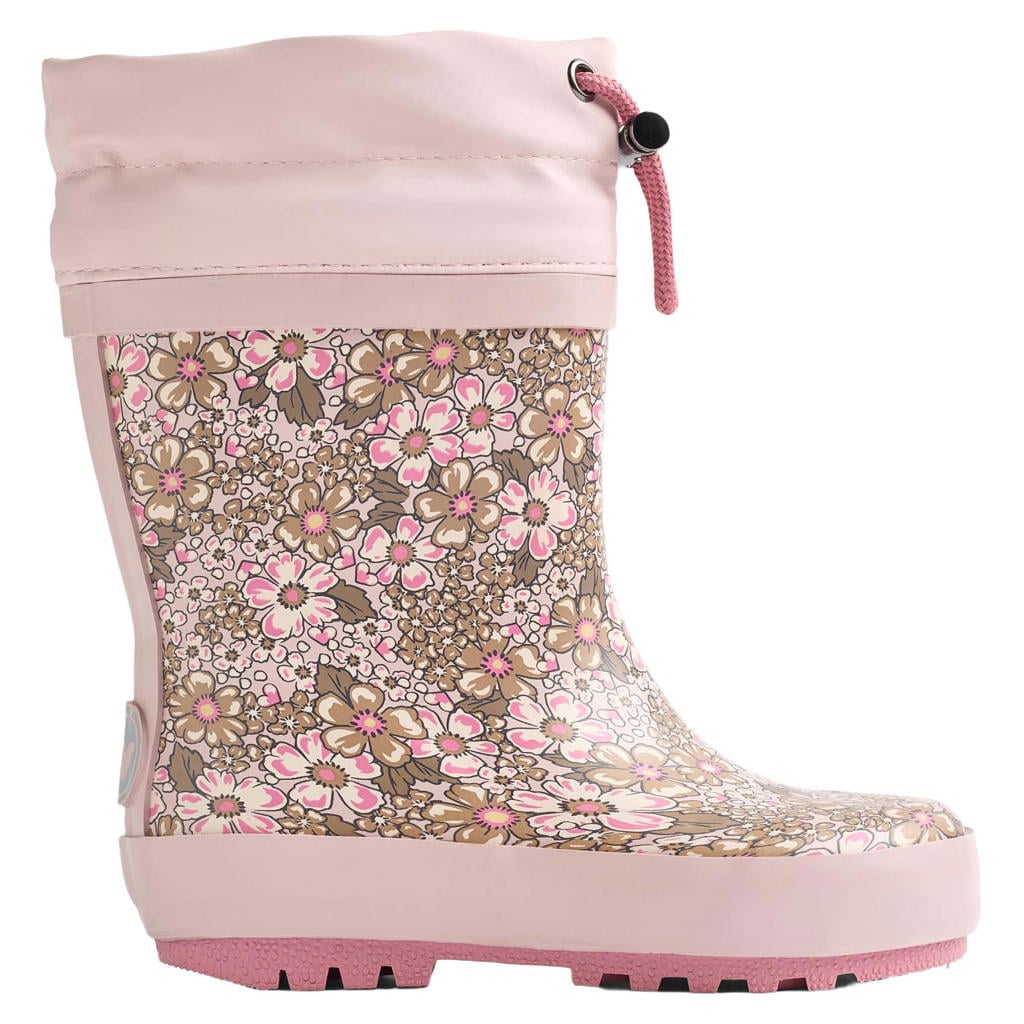 Roze en beige meisjes Wheat regenlaarzen - van 100% rubber met gesp