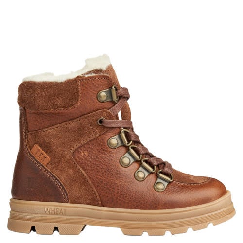 Wheat leren enkelboots met profielzool cognac
