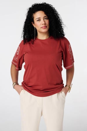 T-shirt broderie rood
