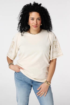 T-shirt broderie beige