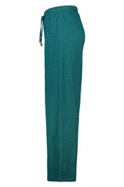 thumbnail: MS Mode wide leg regular waist broek met textuur petrol