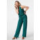 MS Mode wide leg regular waist broek met textuur petrol