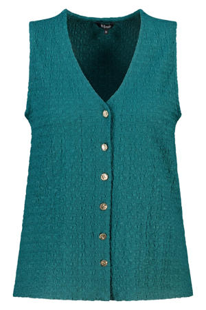 aansluitend top met textuur Plus Size - petrol