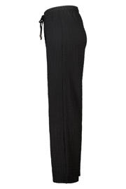 thumbnail: MS Mode wide leg regular waist broek met textuur zwart