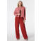 MS Mode wide leg regular waist broek met textuur donkerrood