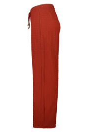 thumbnail: MS Mode wide leg regular waist broek met textuur donkerrood