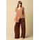 Sissy-Boy regular waist wide leg broek met linnen - donkerbruin