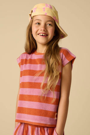 gestreept T-shirt roze/oranje