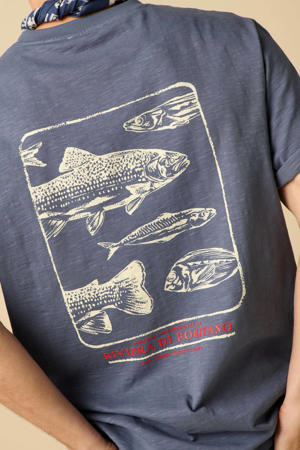 relaxed T-shirt met backprint donkerblauw