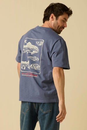relaxed T-shirt met backprint donkerblauw