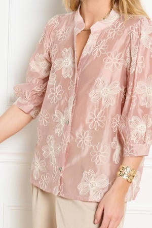 gebloemde top roze