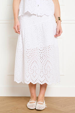 midi rok broderie ecru