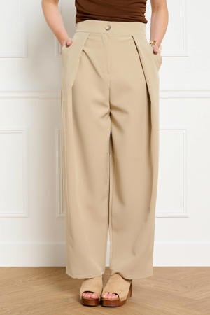 barrel high waist broek zand