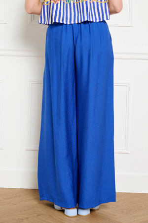 wide leg regular waist broek blauw