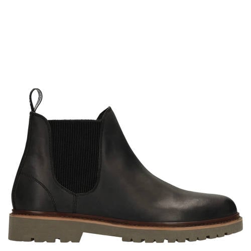 Manfield suède chelsea boots met profielzool zwart