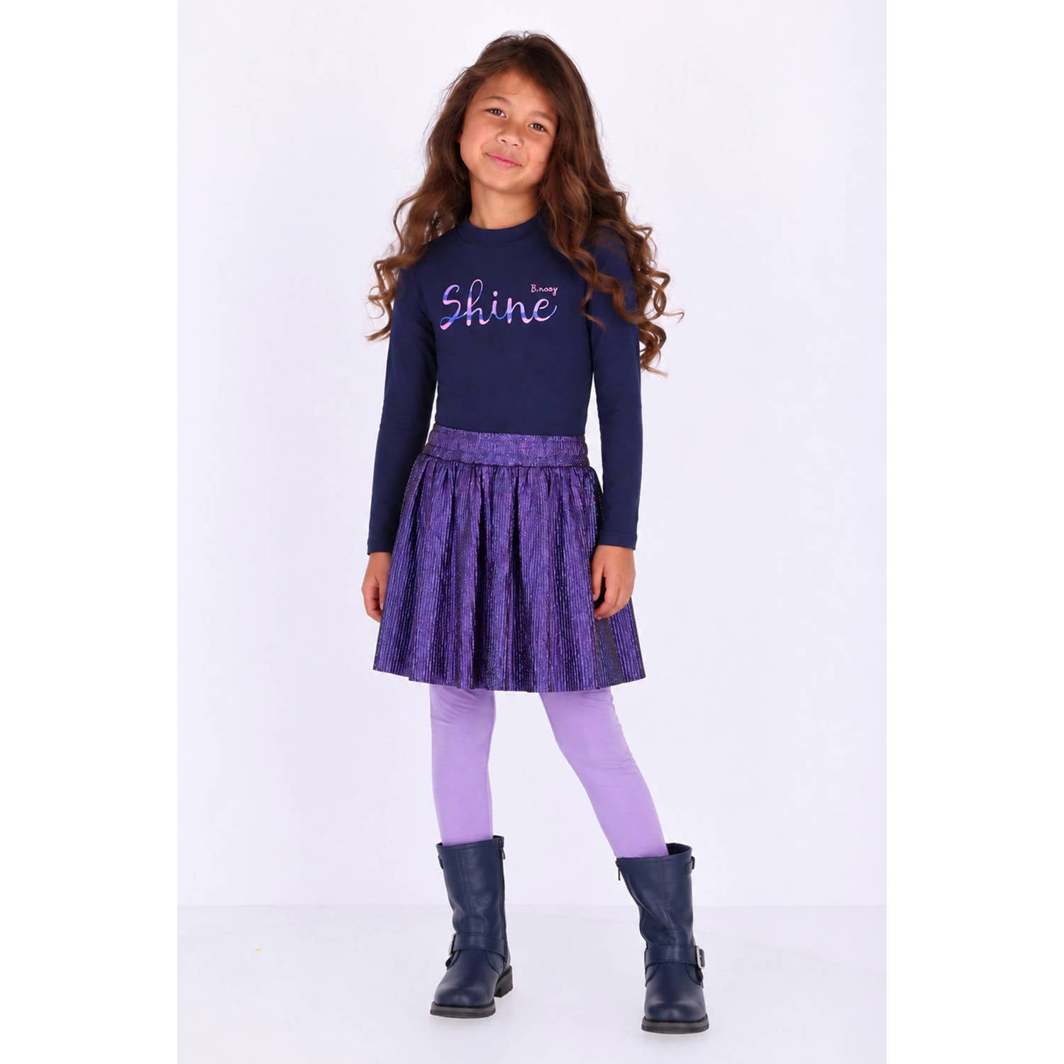 B.Nosy midi jurk met tekst donkerblauw paars