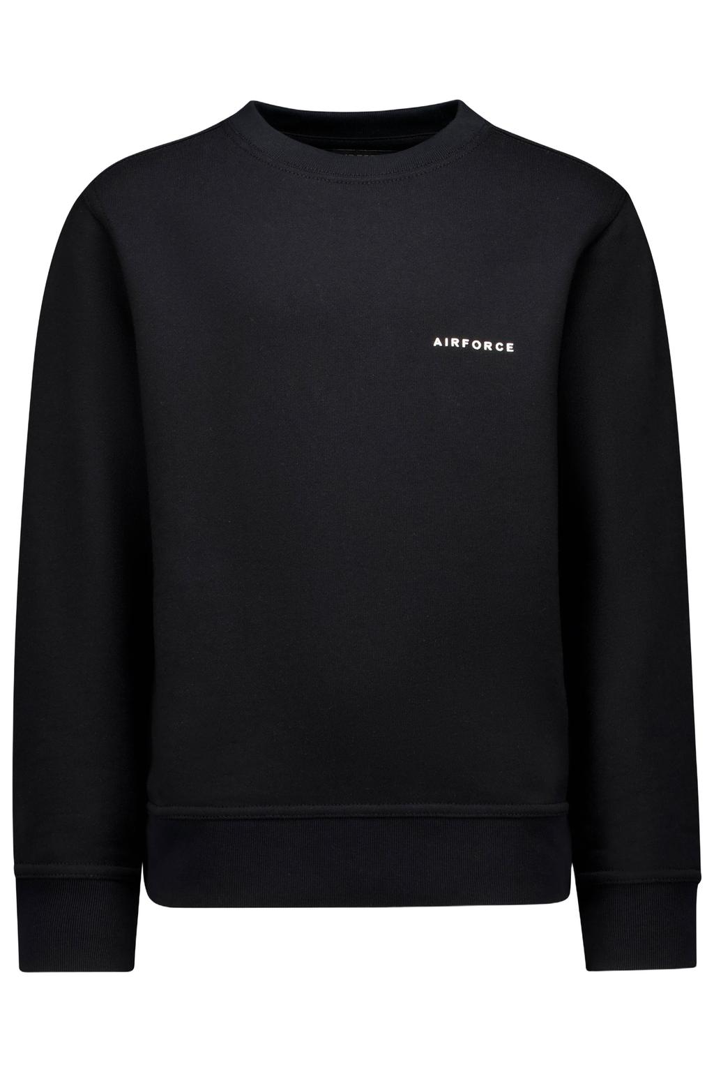 Zwarte jongens Airforce sweater met effen, lange mouwen en ronde hals