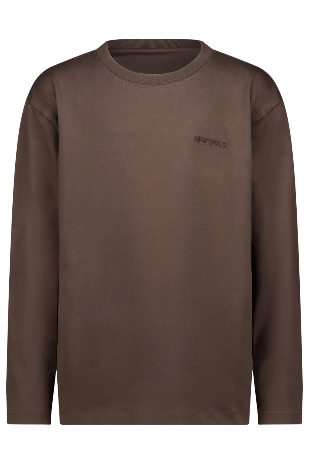 Donkerblauwe jongens Airforce longsleeve van katoen met effen, lange mouwen en ronde hals