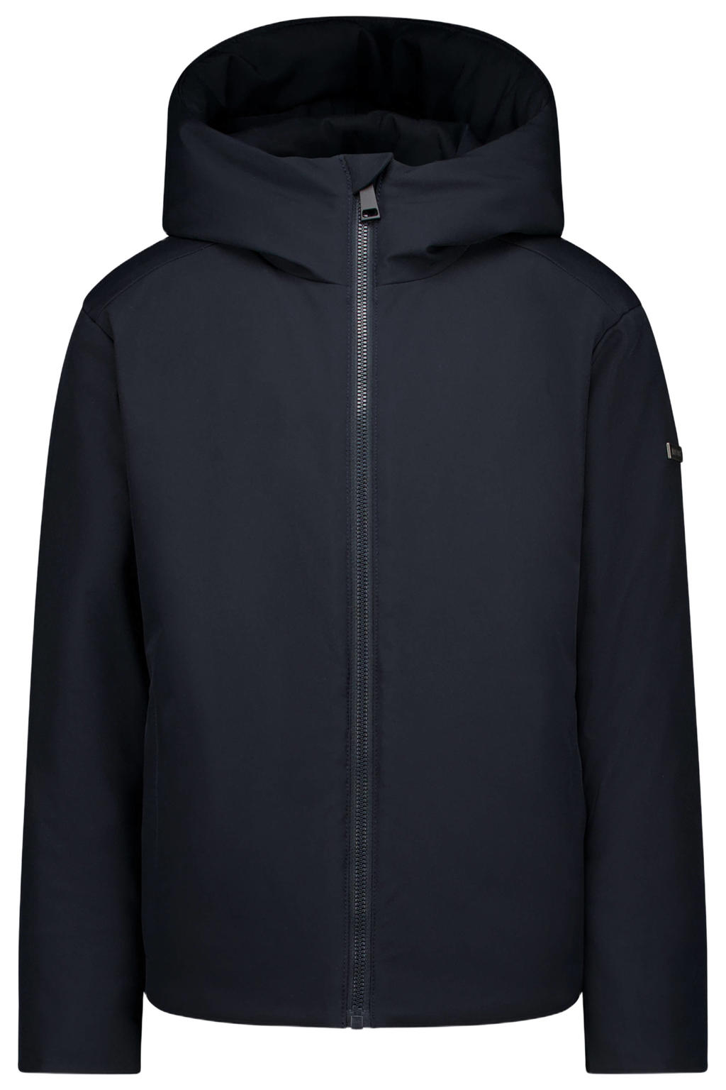 Donkerblauwe jongens Airforce katoenen bomberjack van polyester met lange mouwen, capuchon en ritssluiting