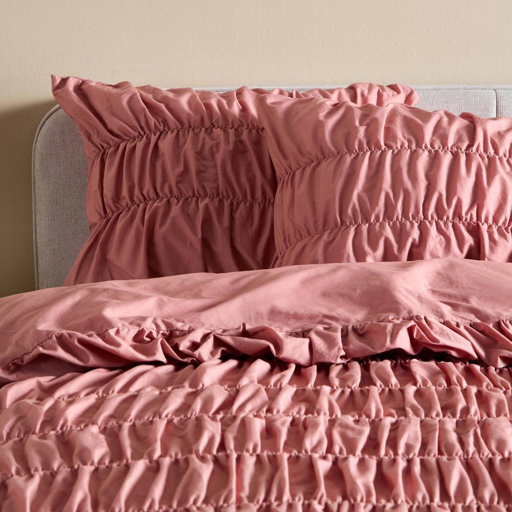 NOUS Living katoenen 1-persoons dekbedovertrek 140x200 cm - donkerroze