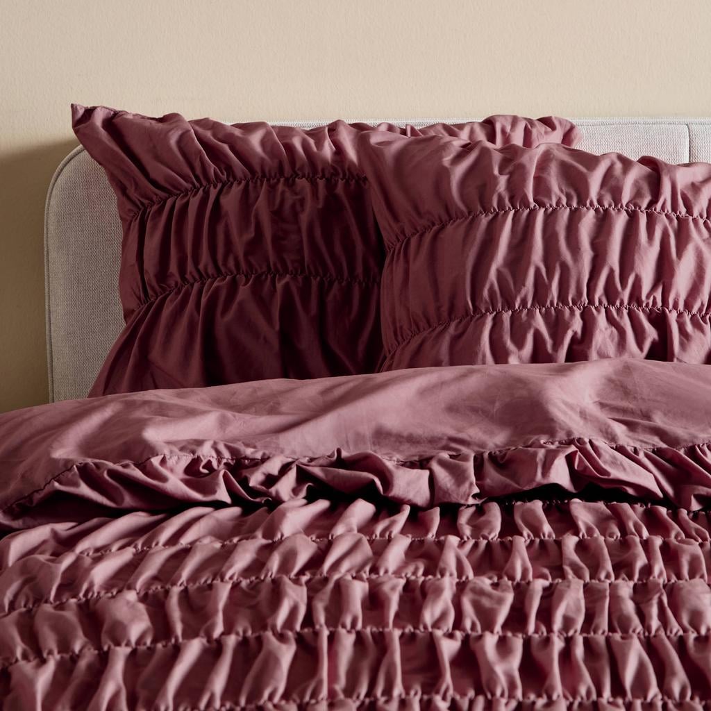 NOUS Living katoenen 1-persoons dekbedovertrek 140x200 cm - donkerrood