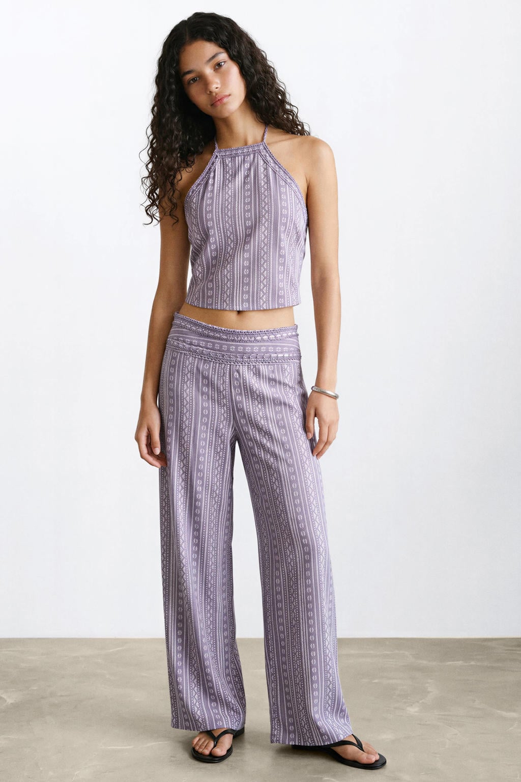 Paarse meisjes MANGO TEEN cropped top met halterkraag