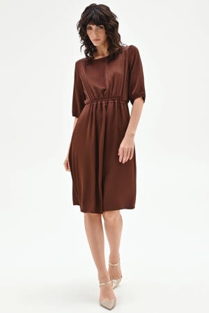 midi jurk bruin