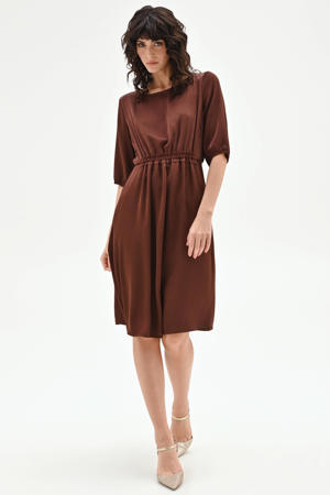 midi jurk bruin