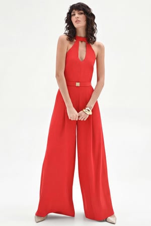 jumpsuit met ceintuur - rood
