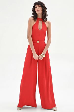 jumpsuit met ceintuur - rood