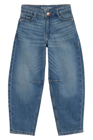 high waist barrel jeans medium blue denim