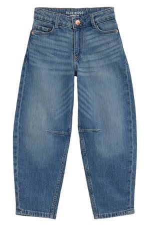 high waist barrel jeans medium blue denim