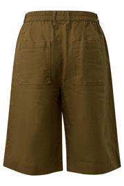 thumbnail: Bruine dames s.Oliver bermuda groen van linnen met loose fit, high waist, rits- en knoopsluiting en effen