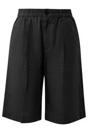 thumbnail: Zwarte dames s.Oliver bermuda van linnen met loose fit, high waist, rits- en knoopsluiting en effen