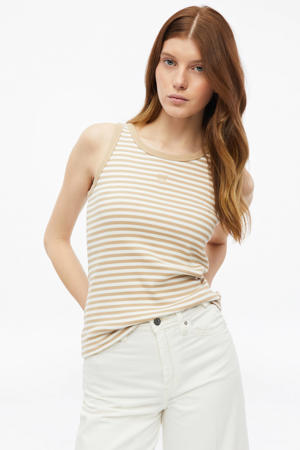 gestreepte top beige