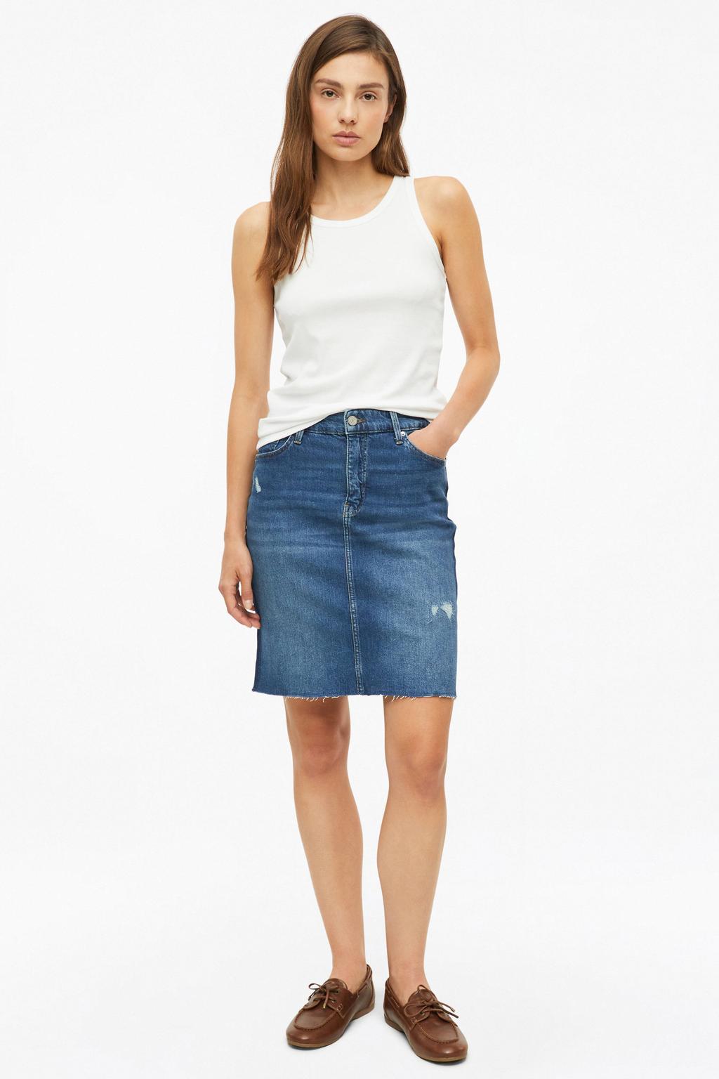 Medium blue denim dames s.Oliver regular fit spijkerrok mediumblauw gemaakt van denim