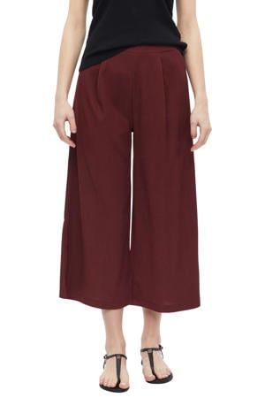jersey straight high waist casual broek donkerrood