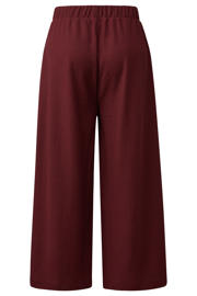 thumbnail: Donkerrode dames s.Oliver jersey straight high waist casual broek van polyester met elastische tailleband en effen