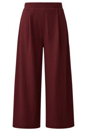 thumbnail: Donkerrode dames s.Oliver jersey straight high waist casual broek van polyester met elastische tailleband en effen