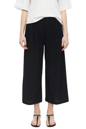 jersey straight high waist casual broek zwart