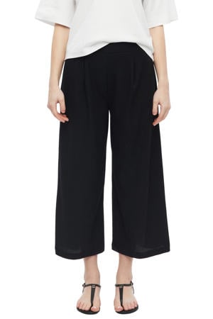 jersey straight high waist casual broek zwart