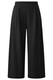 thumbnail: Zwarte dames s.Oliver jersey straight high waist casual broek van polyester met elastische tailleband en effen