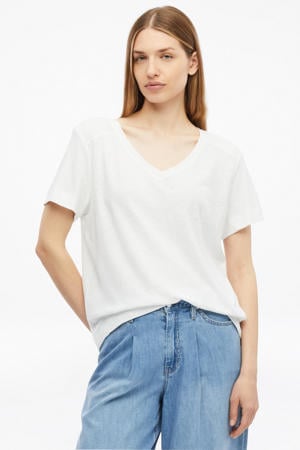 linnen regular fit top - wit