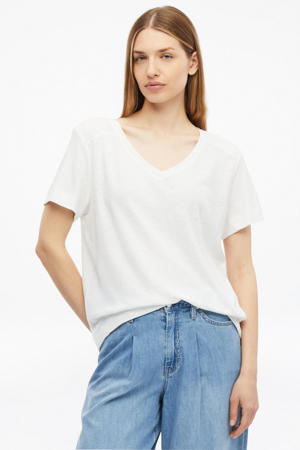 linnen regular fit top - wit