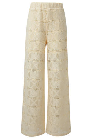wide leg high waist broek crochet crème