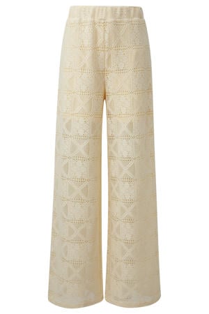 wide leg high waist broek crochet crème
