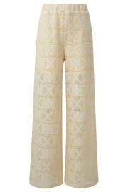 thumbnail: Crème dames s.Oliver wide leg high waist broek crochet crème met effen