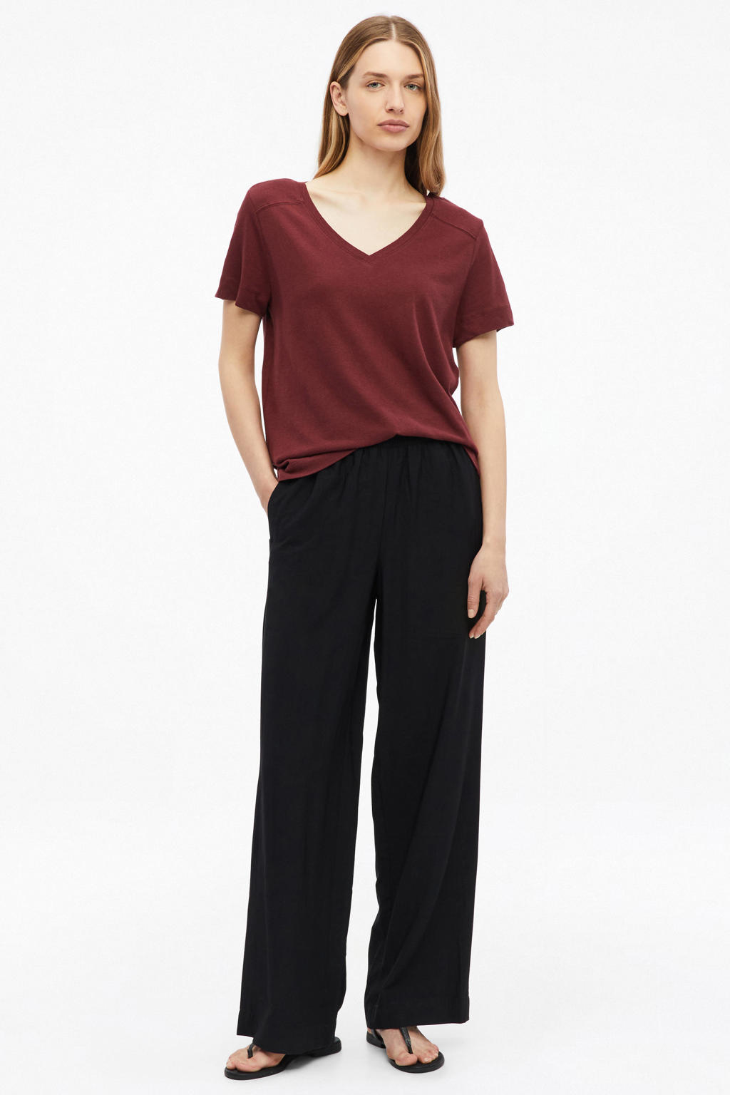 s.Oliver linnen regular fit top - donkerrood