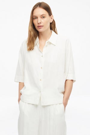 blouse met linnen wit